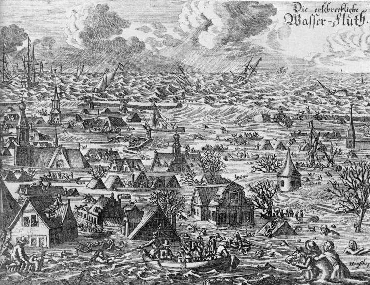 17th century drawing of flood